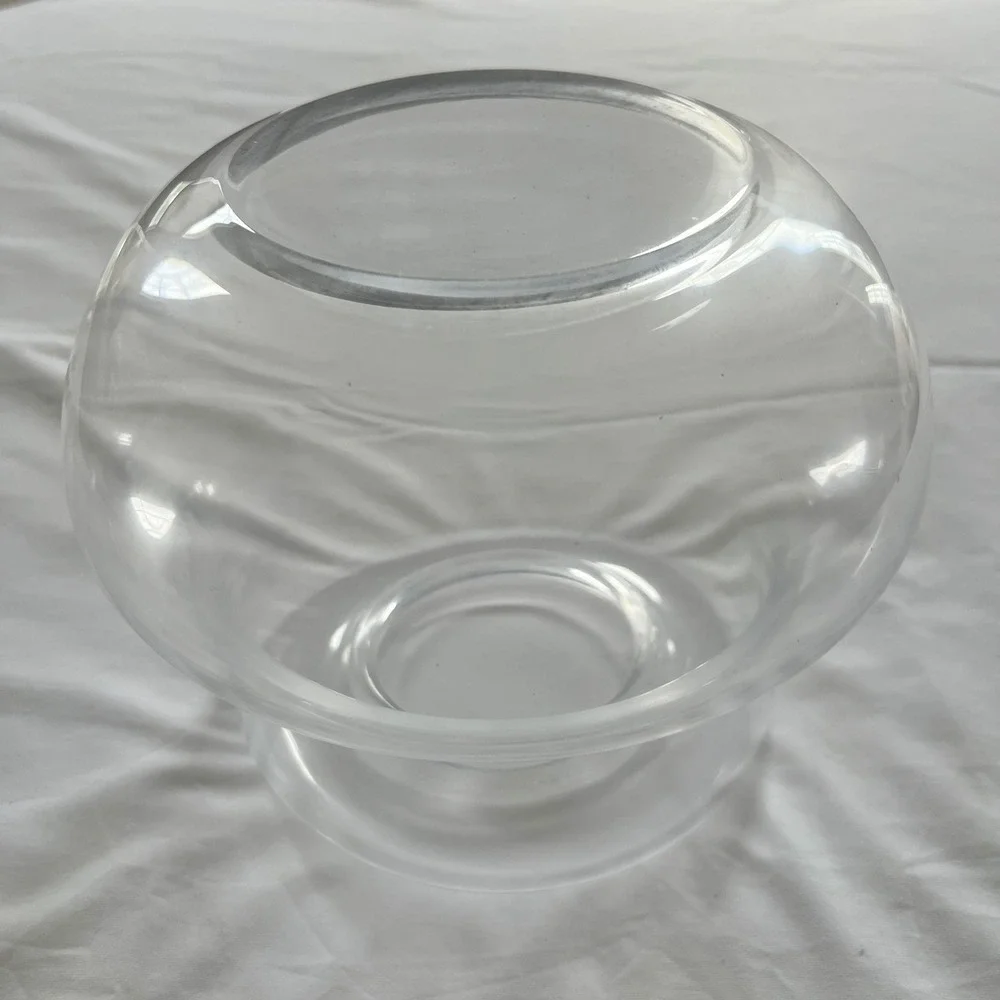 Crate & Barrel Clear Glass Hurricane Candle Holder Vase Modern Double Bulb 7in